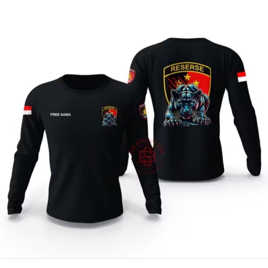 Kaos Lengan Panjang Hitam RESERSE Desain Macan Kumbang New Kaos Unisex