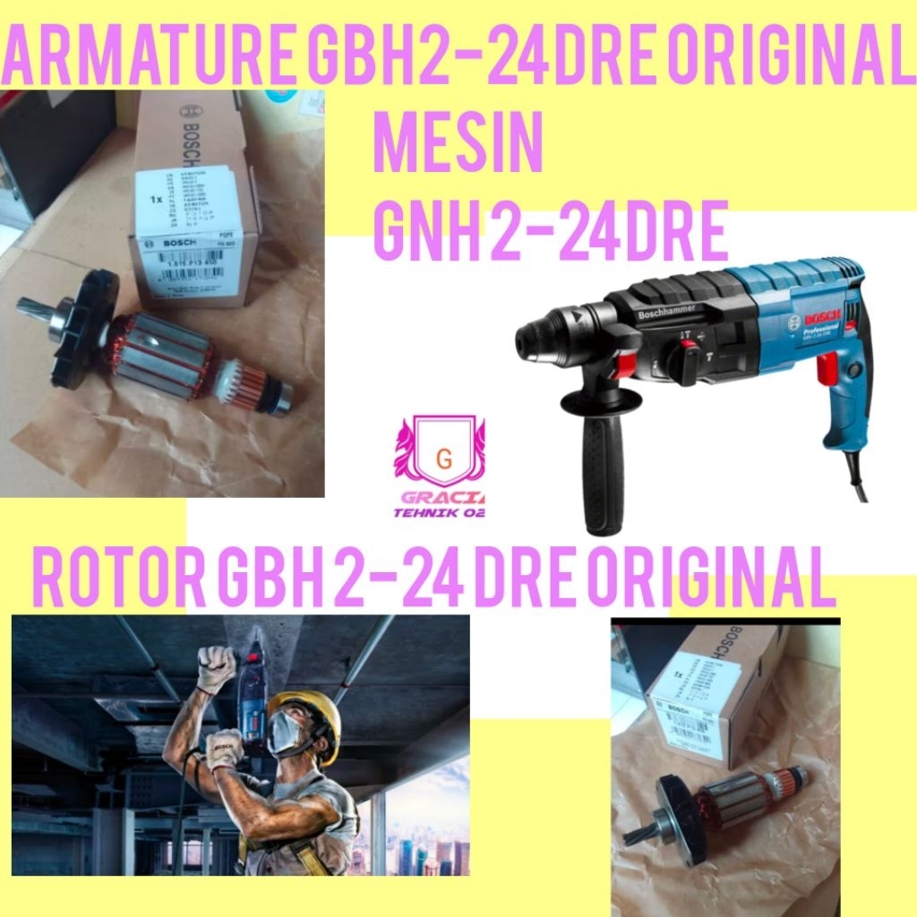 ARMATURE BOSCH GBH2-24DRE ORIGINAL BOSCH ROTOR GBH2-24DRE UNTUK MESIN ROTARY HAMMER BOSCH GBH2-24DRE