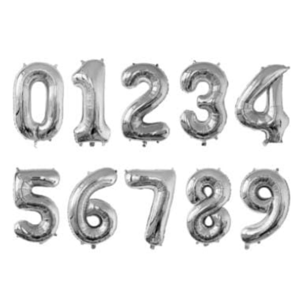 balon angka 80cm silver