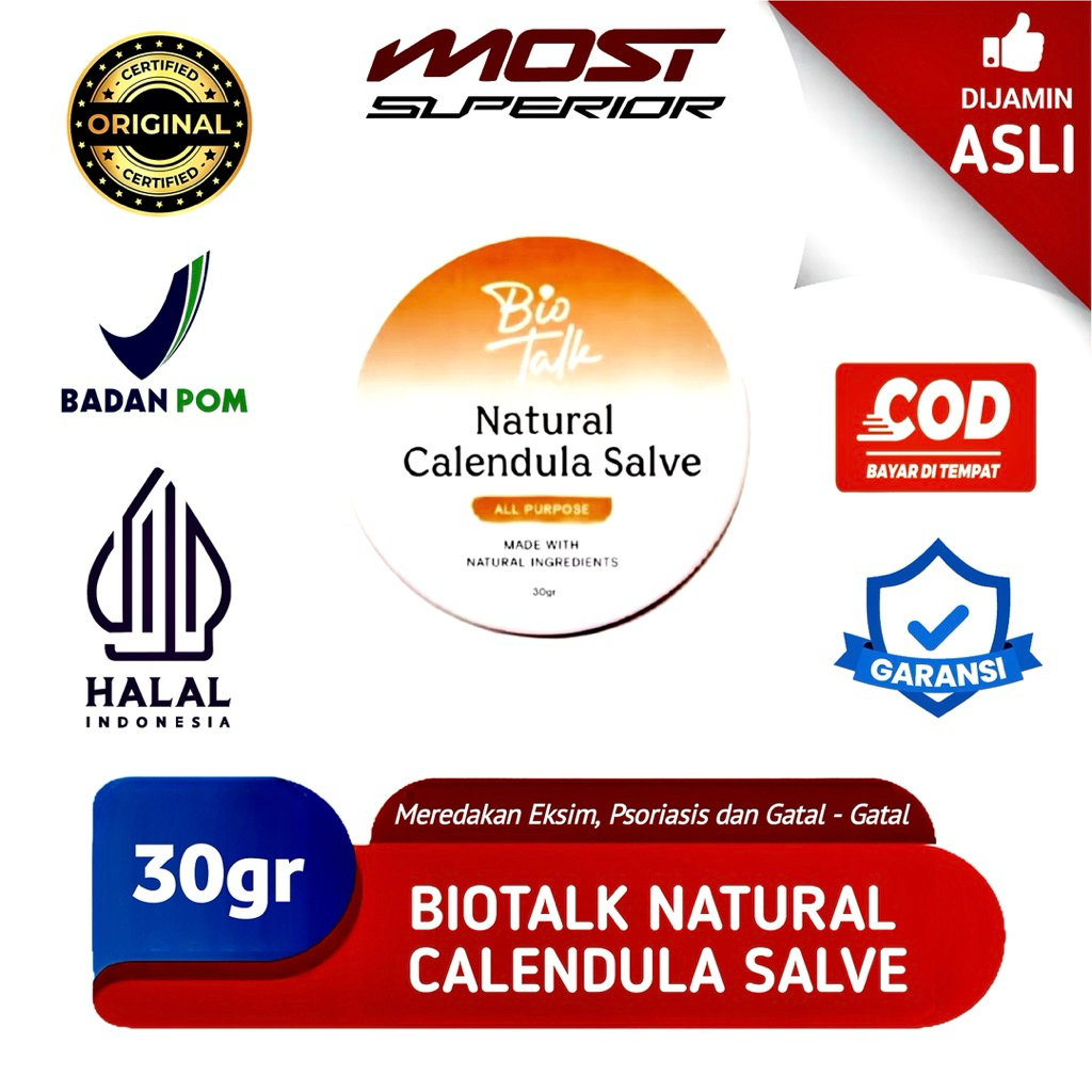 Biotalk Natural Calendula Salve 30gr Original Produk BPOM No Steroid Meredakan Kulit Eksim Psoriasis