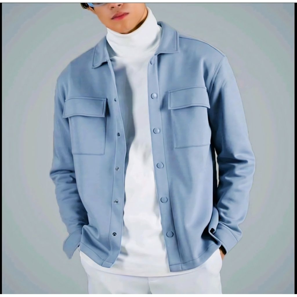 Jaket Kemeja Outer | Jaket Shacket Bahan Flecee Tebal Lembut