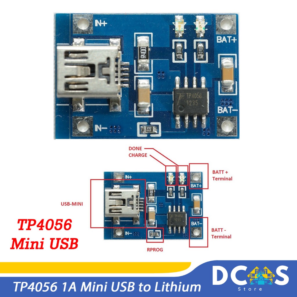 TP4056 1A Mini USB to Lithium Battery Dedicated Charging Board Out 5V