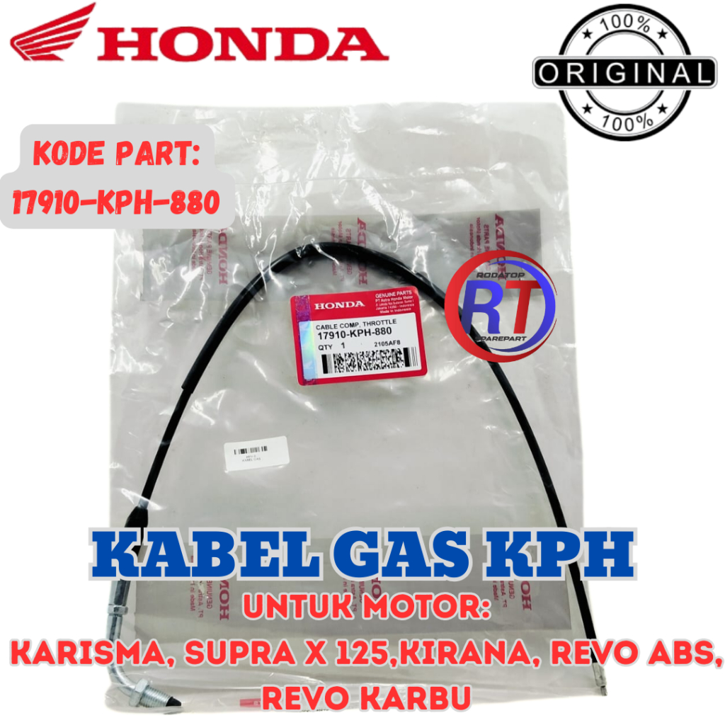 ORIGINAL KABEL GAS KODE KPH HONDA UNTUK MOTOR KARISMA SUPRA X 125 KIRANA REVO ABS REVO KARBU ORI AHM