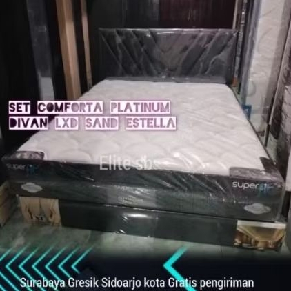 Set comforta superfit neo platinum 180x200 divan lxd sand lxd kasur spring bed