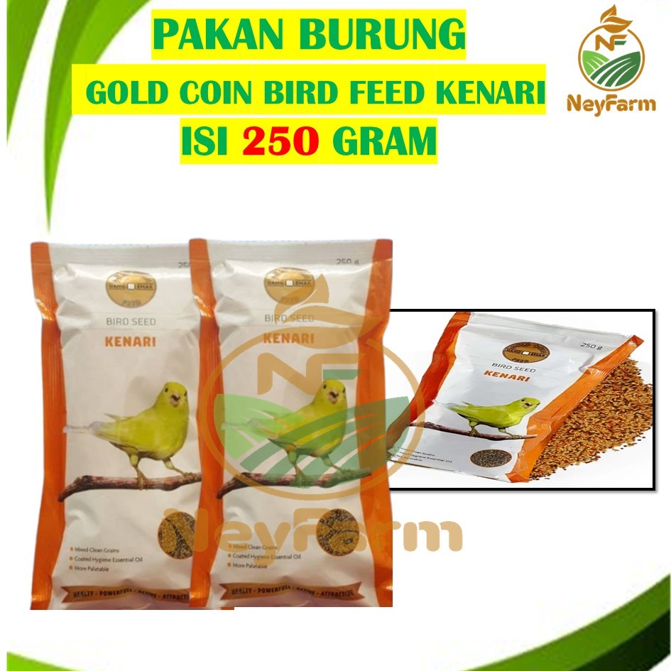 PAKAN BURUNG GOLD COIN  KENARI  250 GRAM PAKAN KENARI GOLD COIN KENARI MILET KENARI PAKAN KENARI GAC
