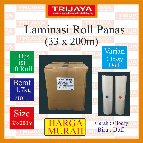 Bahan Laminasi Panas Roll 33x200m