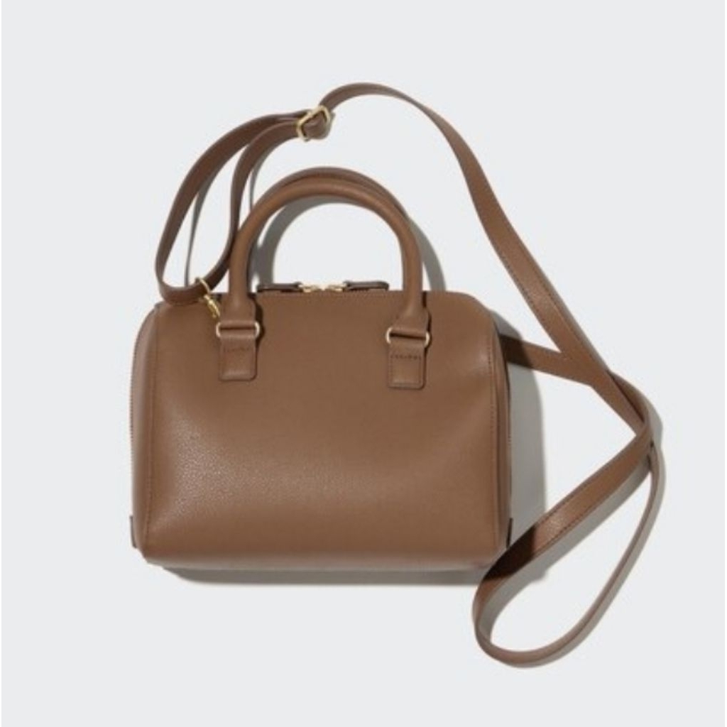 UNIQLO sling bag tas selempang tas jinjing model vintage coklat Faux Leather 2Way Boston Bag
