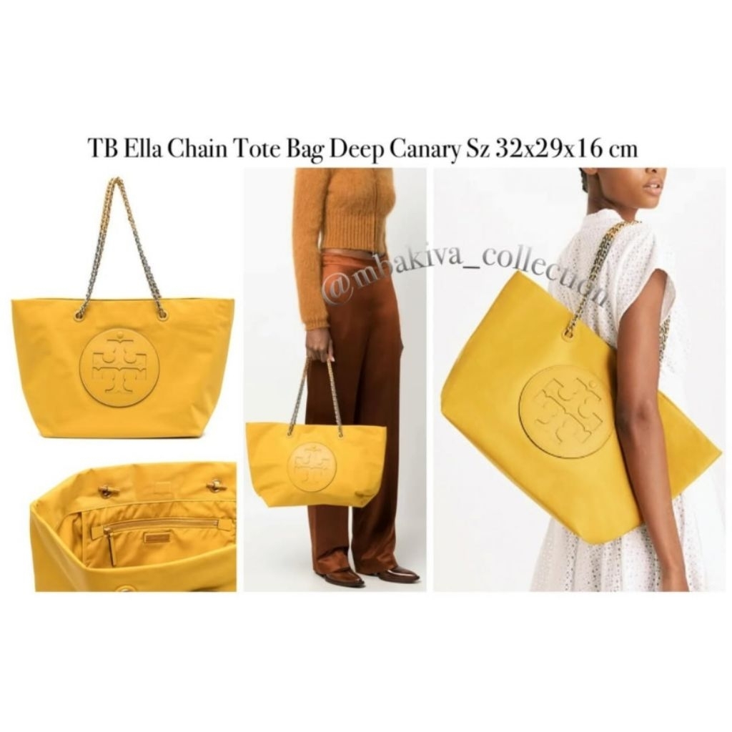 TB Ella Chain Tote Bag Deep Canary