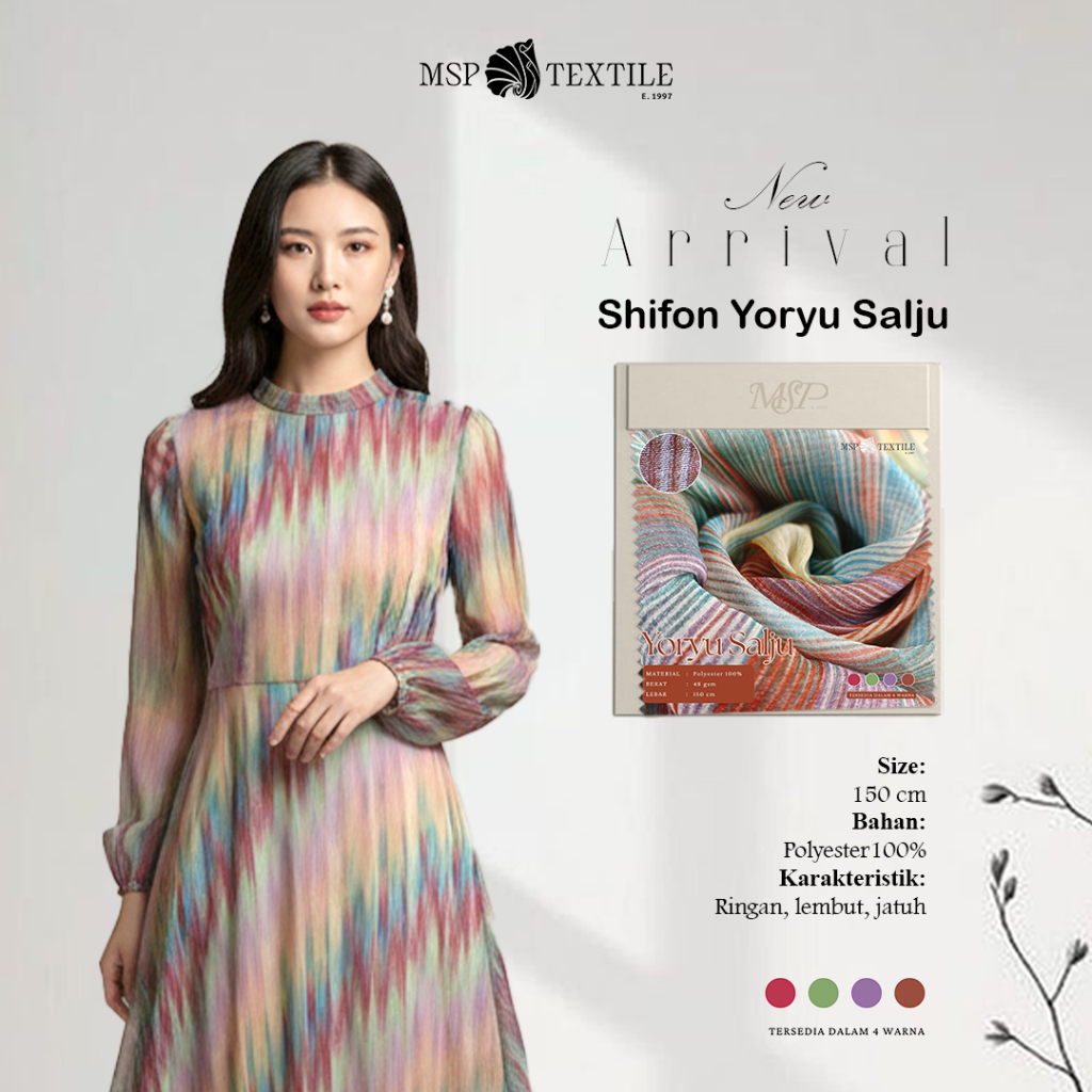 KAIN SHIFON YORYU SALJU POLA ZIGZAG GRADASI PREMIUM BAHAN UNTUK OUTER CARDIGAN LAYERED DRESS GAMIS H