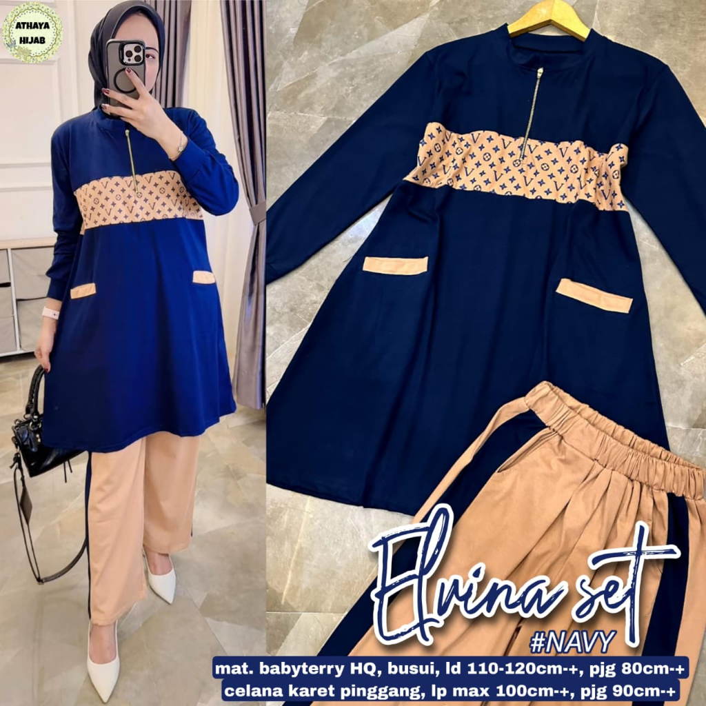 Elvina Set Original Athaya Hijab Elvina Athaya Babyterry HQ Setelan Elvina Athaya