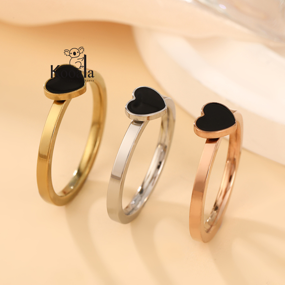 Cincin Titanium Love Keramik Aksesoris Fashion Wanita Model Cantik Aestethic Terbaru