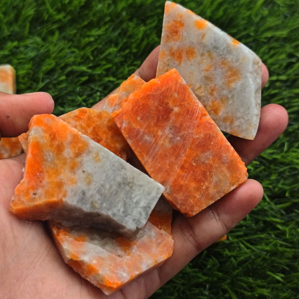 Bongkahan Batu Akik Orange Calcite Salmon Unik Super Langka