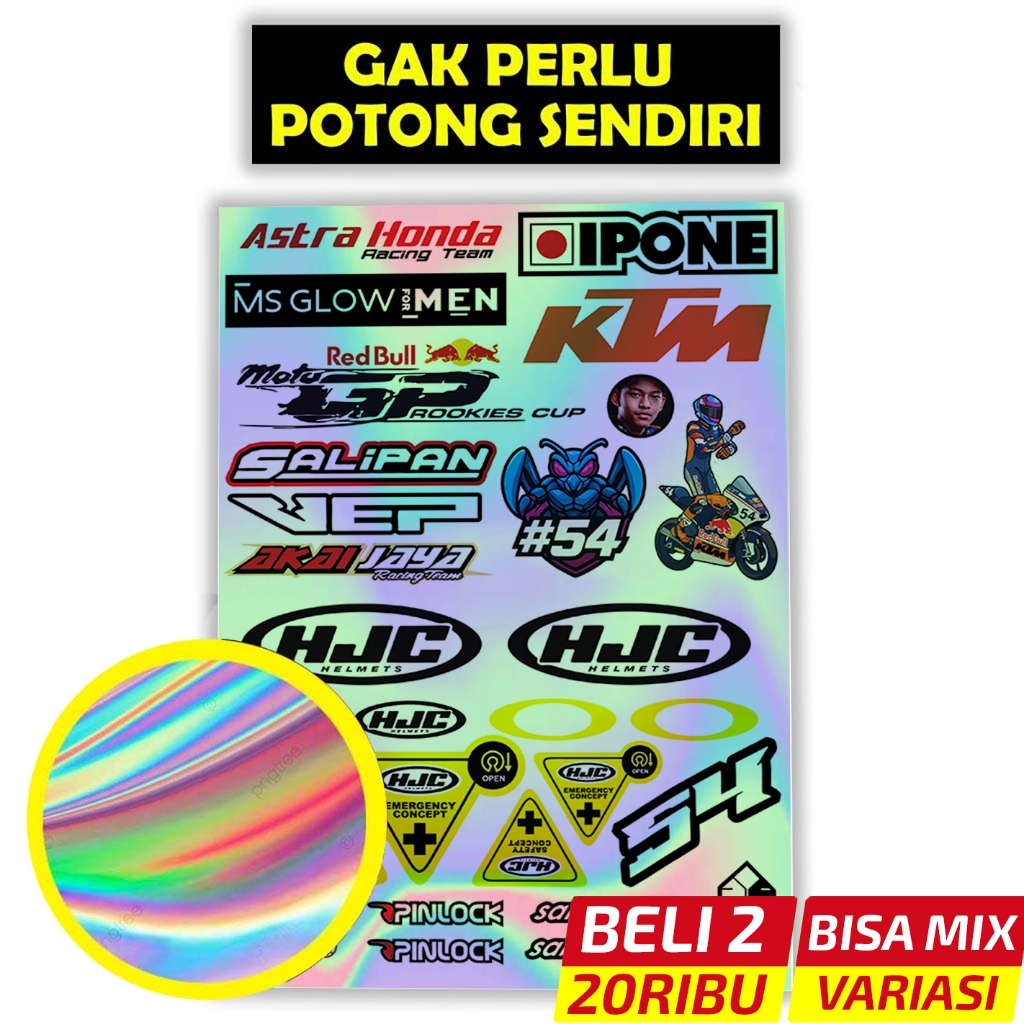 Stiker Vinyl Hologram Motor & Helm Veda Ega Pratama #54 Racing Team – Tahan Air, Anti Gores