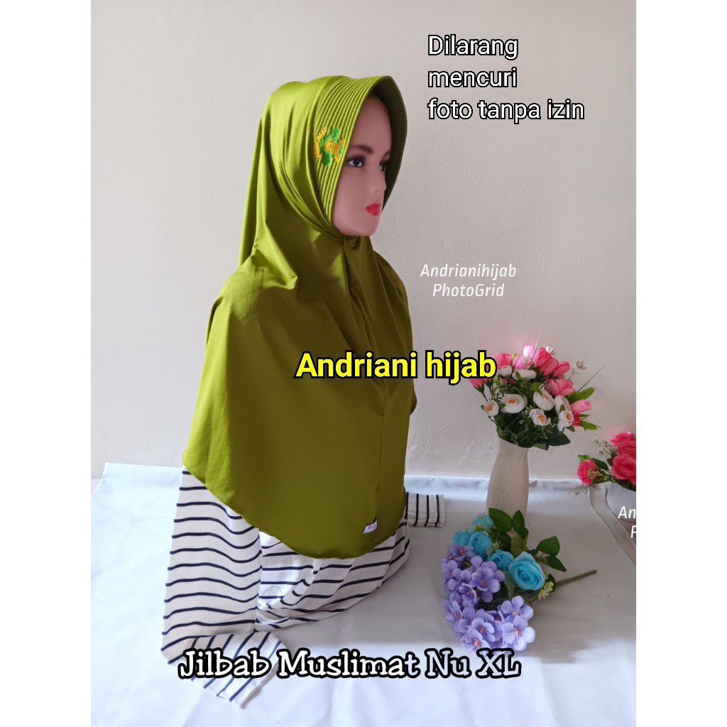 KERUDUNG MUSLIMAT NU PET BORDIR/JILBAB HIJAB INSTAN MUSLIMAT NU XL