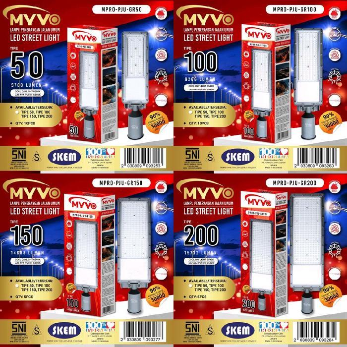 MYVO LAMPU JALAN PJU LED 50W 100W 150W 200 WATT IP65 CAHAYA PUTIH BERGARANSI 1 TAHUN OUTDOOR STREET 