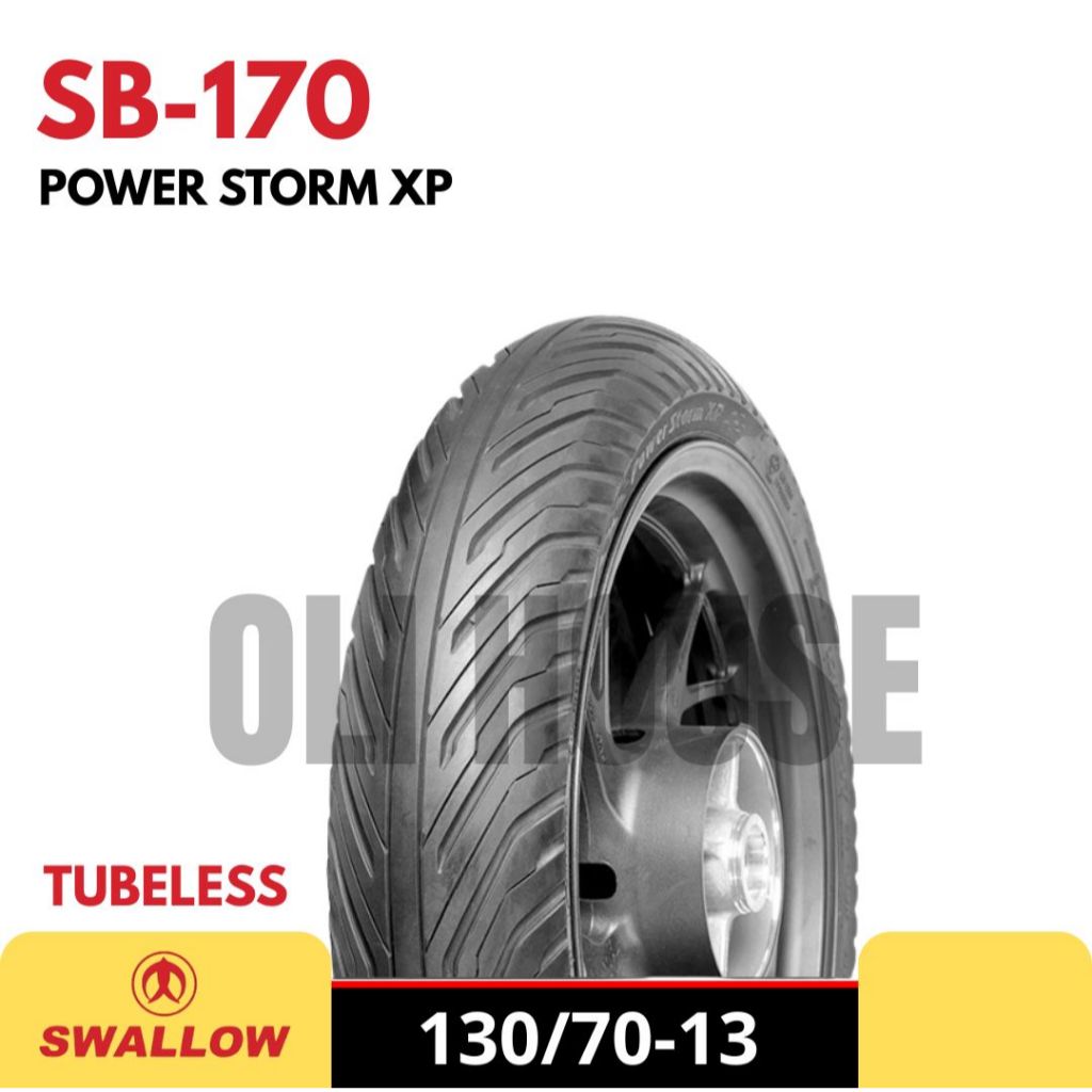 BAN LUAR MOTOR UKURAN 130/70 RING 13 SB-170 POWER STORM XP TUBELESS SWALLOW