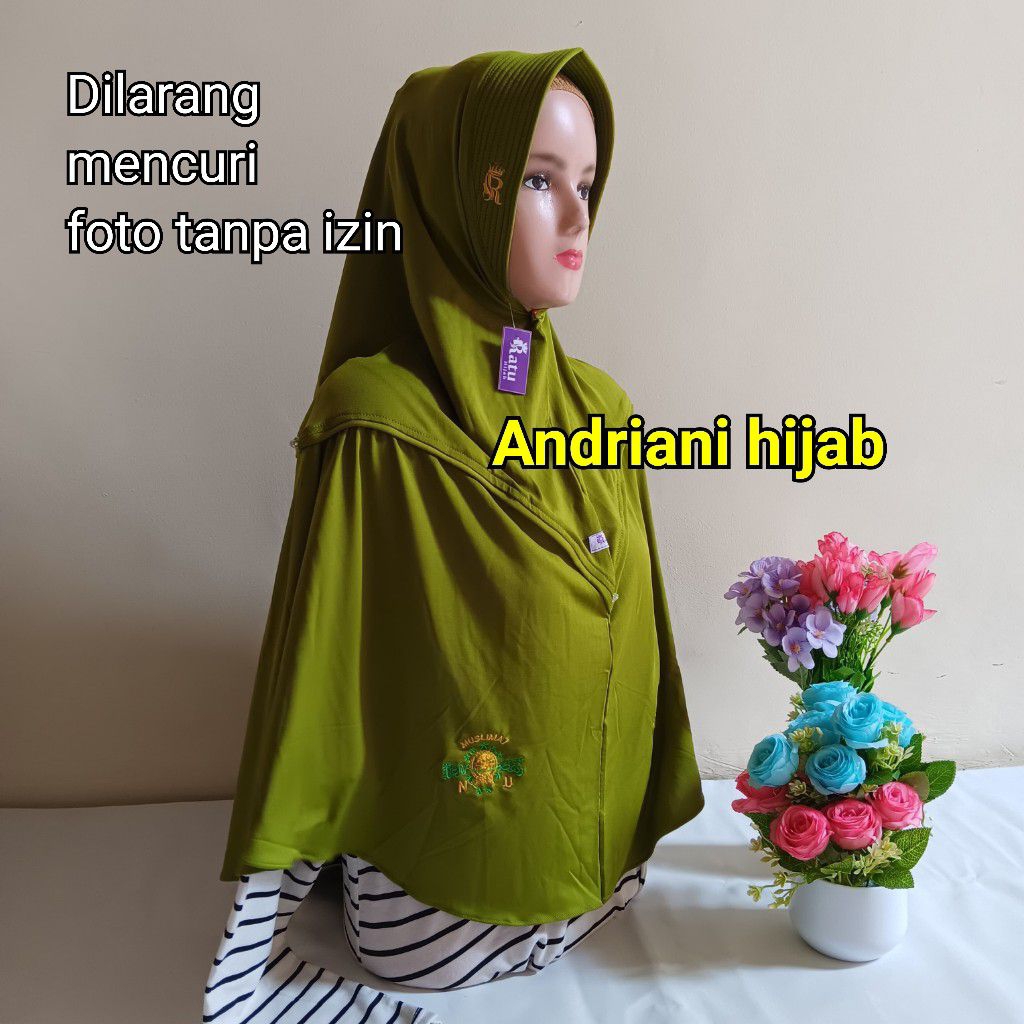 JILBAB INSTAN  MUSLIMAT NU JUMBO 3 LOGO BORDIR