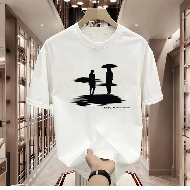 ✅COD✅kaos distro pria musim panas katun anti keringat kerah bundar ukuran lebar（Silhouette Hitam Put