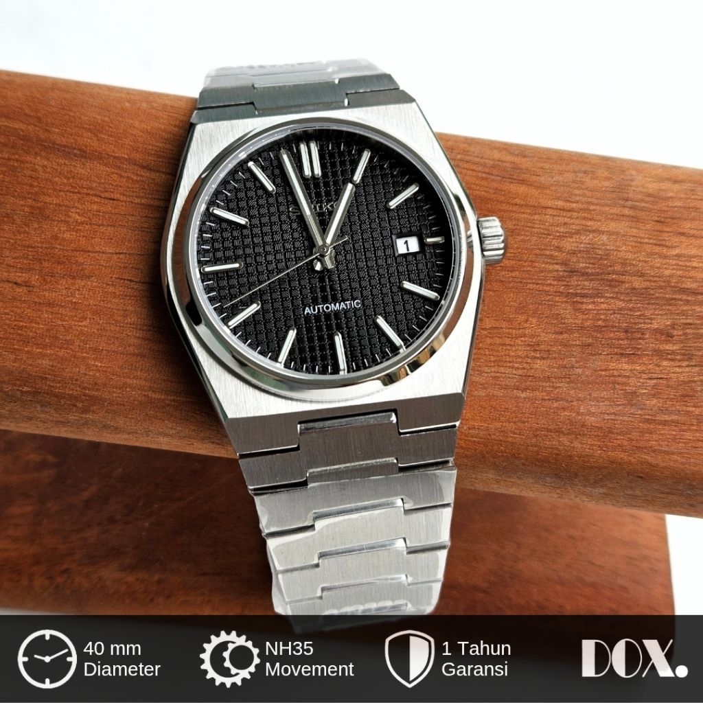 Jam Tangan Seiko PRX Hitam NH35 Automatic Seikomod Kaca Sapphire Full Stainless
