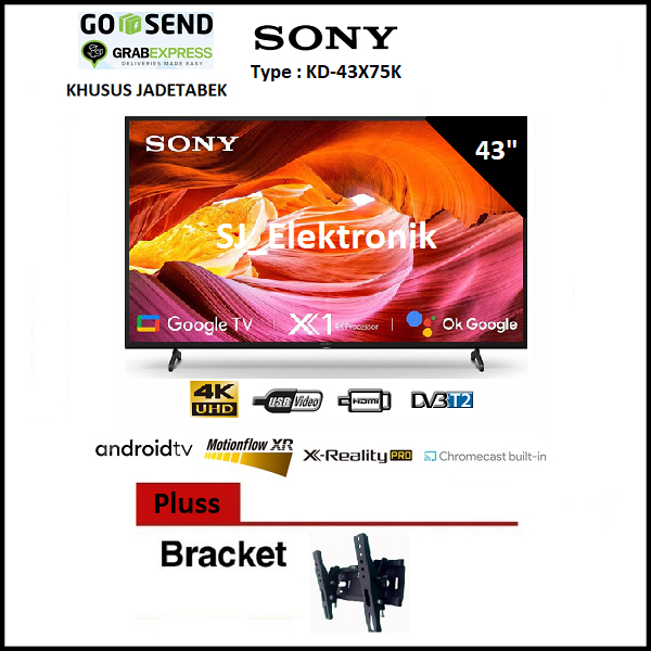 Free Braket Sony LED TV 43 Inch KD-43X75K / 43X75K AndroidTV UHD 4K