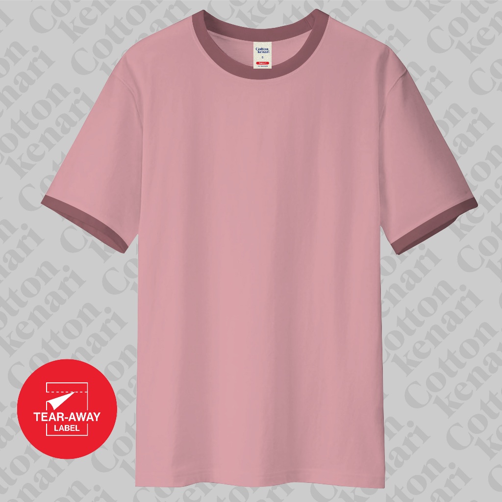 COTTON KENARI - KAOS RINGER TEE - DUSTY PINK VARIASI DUSTY ROSE ( COMBED 30S SUPERSOFT ) PRIA WANITA