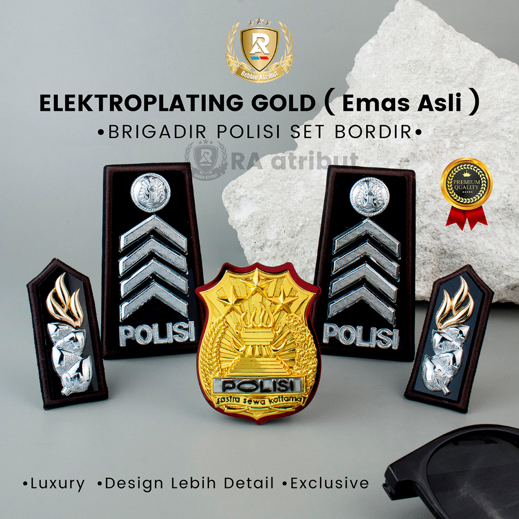 Pangkat Bripka list Bordir / Monogram bordir / Kewenangan Polri Premium