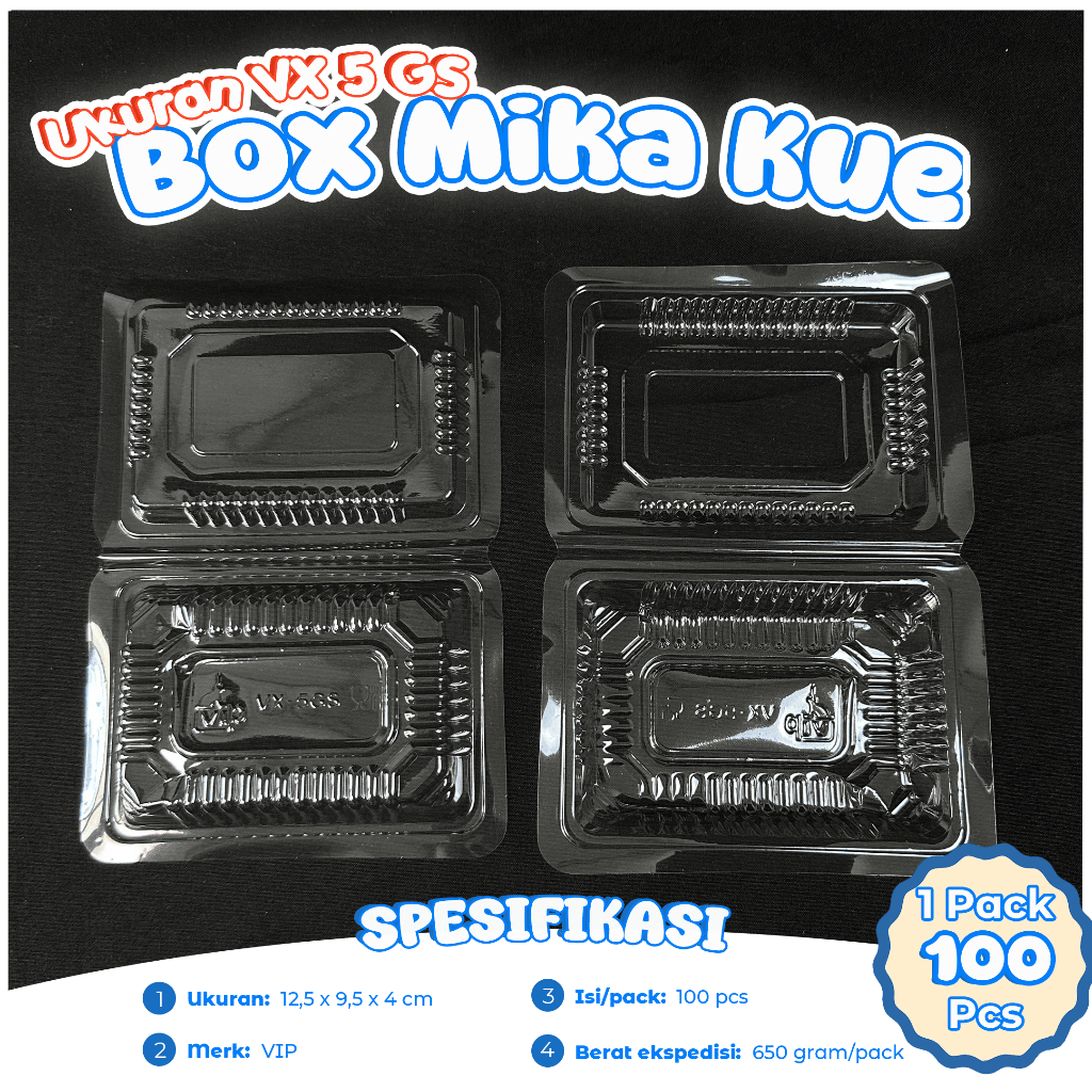 Mika Kue Plastik VIP Ukuran VX-5 GS Isi 100 Pcs / Mika Bolu / Mika Tebal