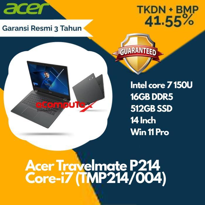 Acer Travelmate P214 Core i7 TMP214/004 Laptop 14 Inch 16GB DDR5 512GB SSD Win 11 Pro TKDN Garansi 3