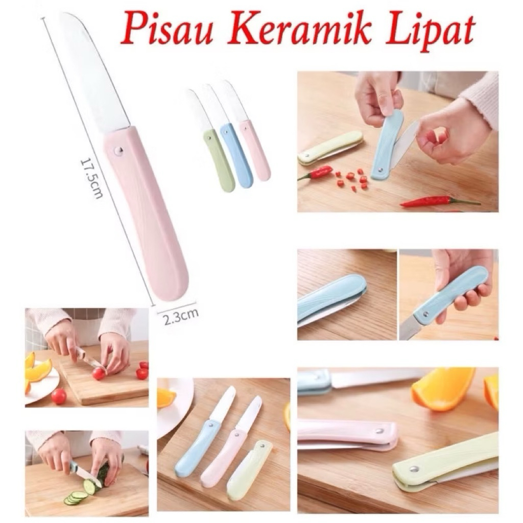 (GROSIRAN) Pisau Keramik Lipat Buah Sayur Pisau Mini Portable