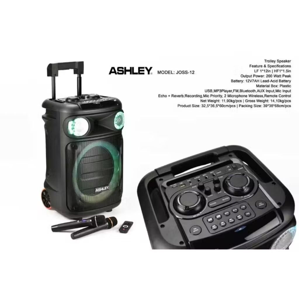 Ashley Speaker Portable Meeting JOSS 12 Original - 12 Inch Bluetooth Ashley JOSS12