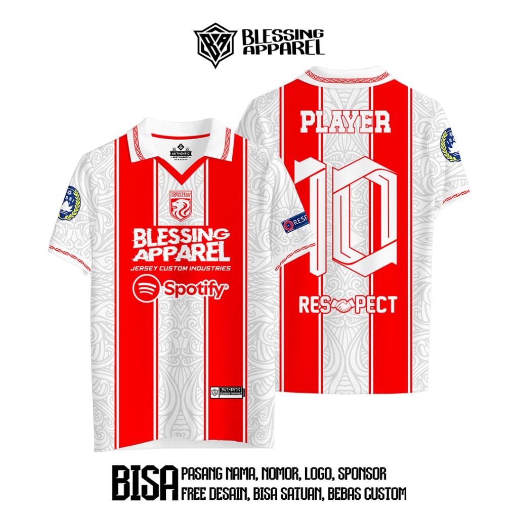 JERSEY BAJU FUTSAL DAN BOLA FULL PRINTING WARNA MERAH CUSTOM DESAIN ( BISA SATUAN )
