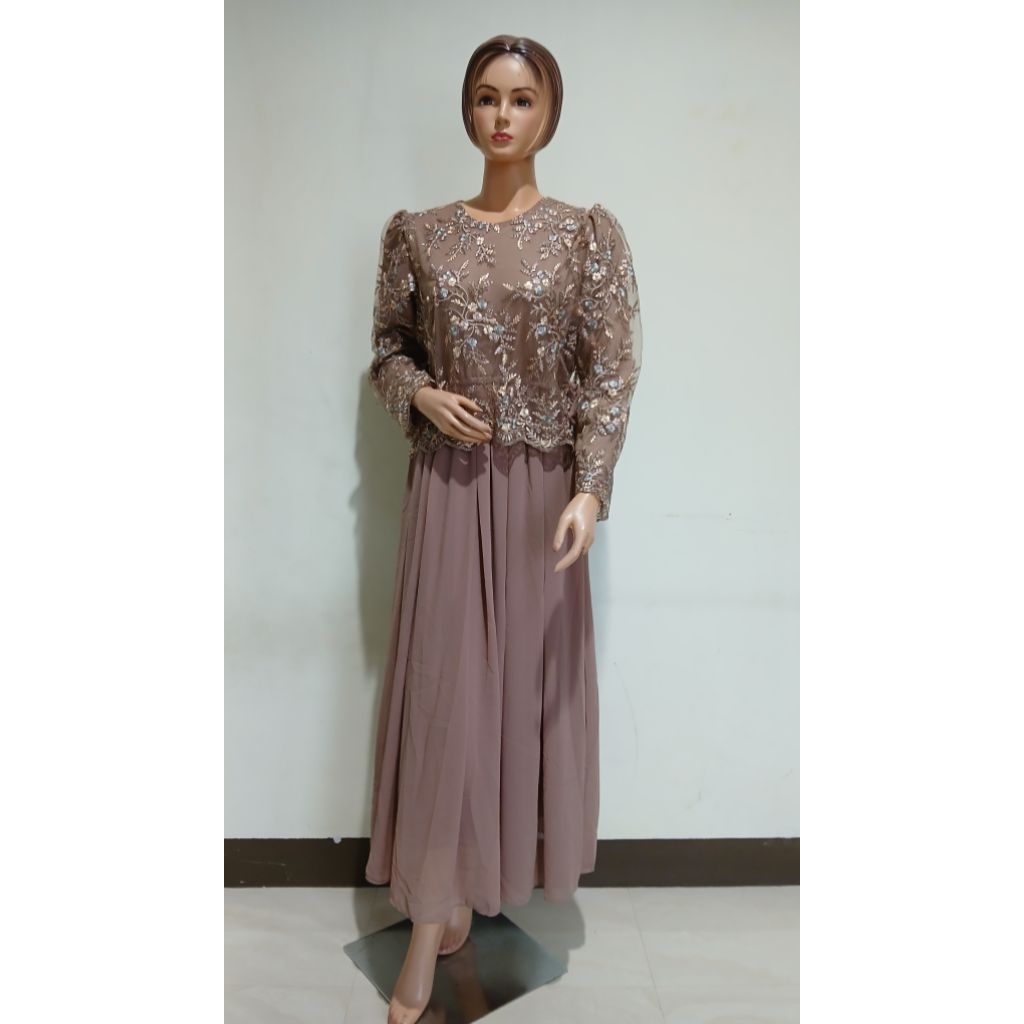 Gamis burkat kombinasi ceruti