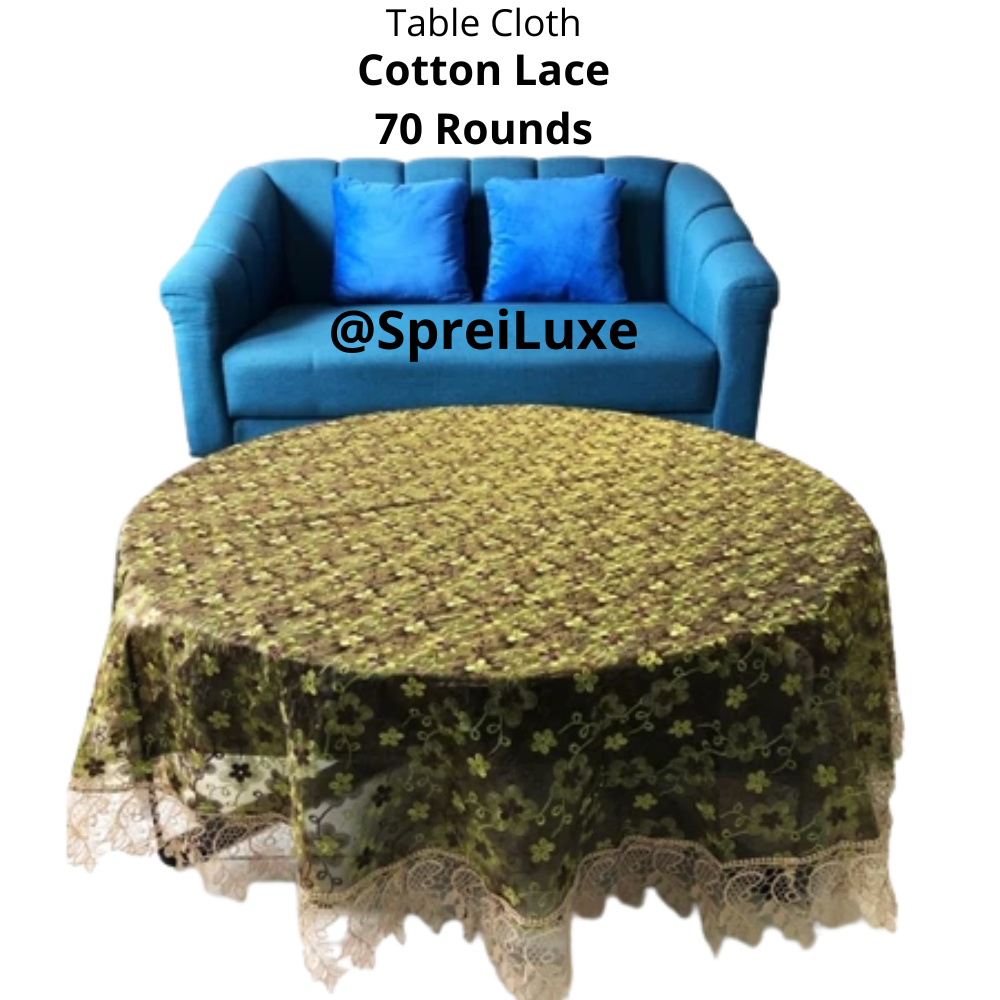 Taplak Meja Makan Renda Bordir | Taplak Meja Kain Bulat Premium 4-6 Kursi