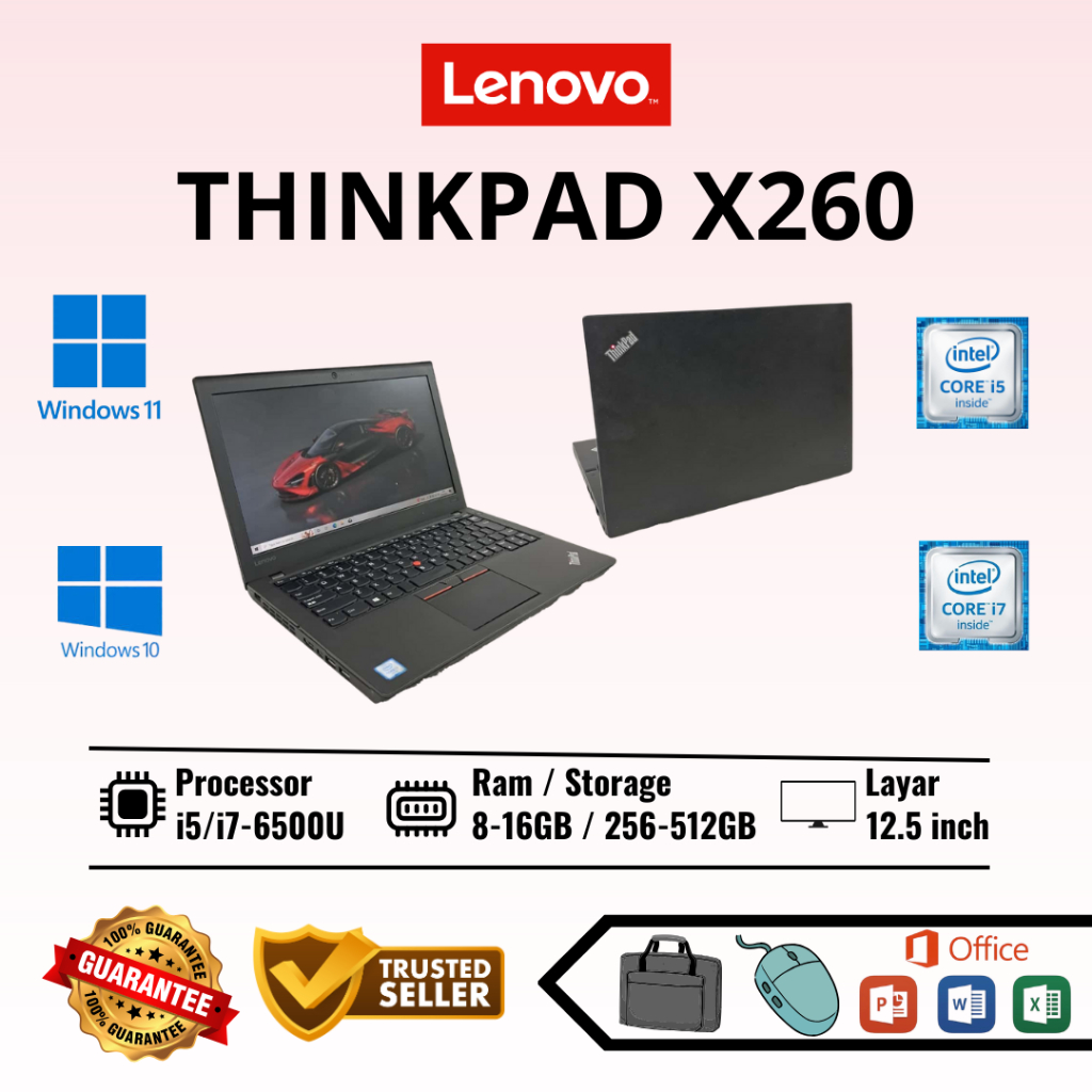 Laptop Lenovo Thinkpad X260 Core i7Gen6 Ram 8GB SSD 256GB Second Bergaransi