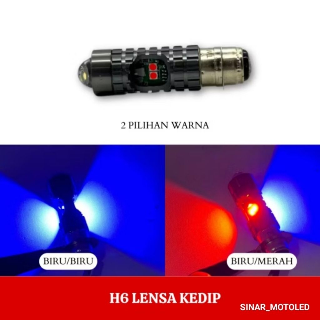Lampu Utama LED Laser H6 Kedip Senja 2 Sisi Laser Hi/Lo Universal Motor - Lampu Laser 2 Sisi Warna H