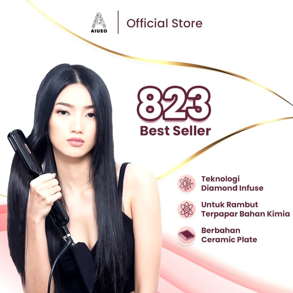 Catokan AIUEO 823 Curly Straight Lurus Keriting Alat Catok Rambut Termurah Grosir