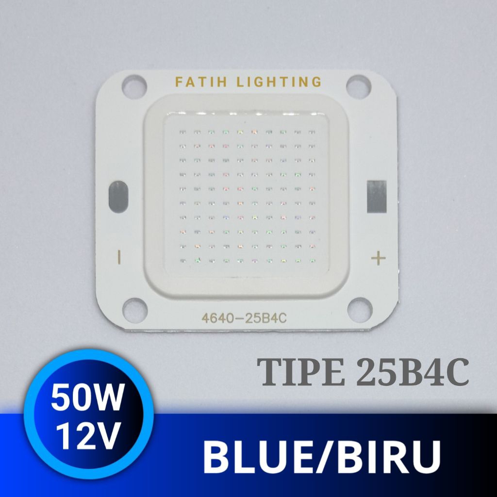 Sparepart Lampu Sorot LED 50 Watt 12 Volt DC Tipe 25B4C Warna Biru