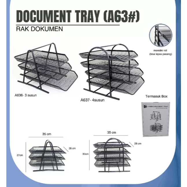 Document Tray / Rak Simpan Dokumen A636-A637 Rak Dokumen Stainless / Rak dokumen susun stainless