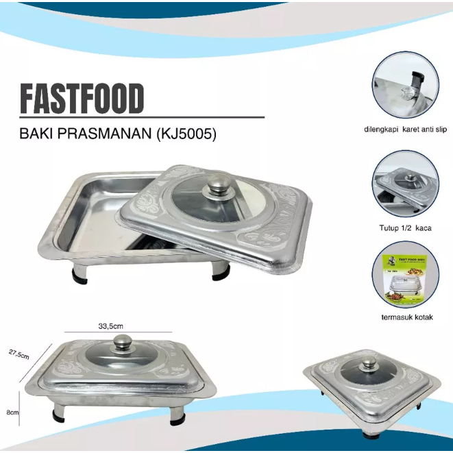 FAST FOOD DISH TEBAL TUTUP SETENGAH KACA FAST FOOD PRASMANAN KJ5005 / WADAH PRASMANAN KACA DENGAN TU