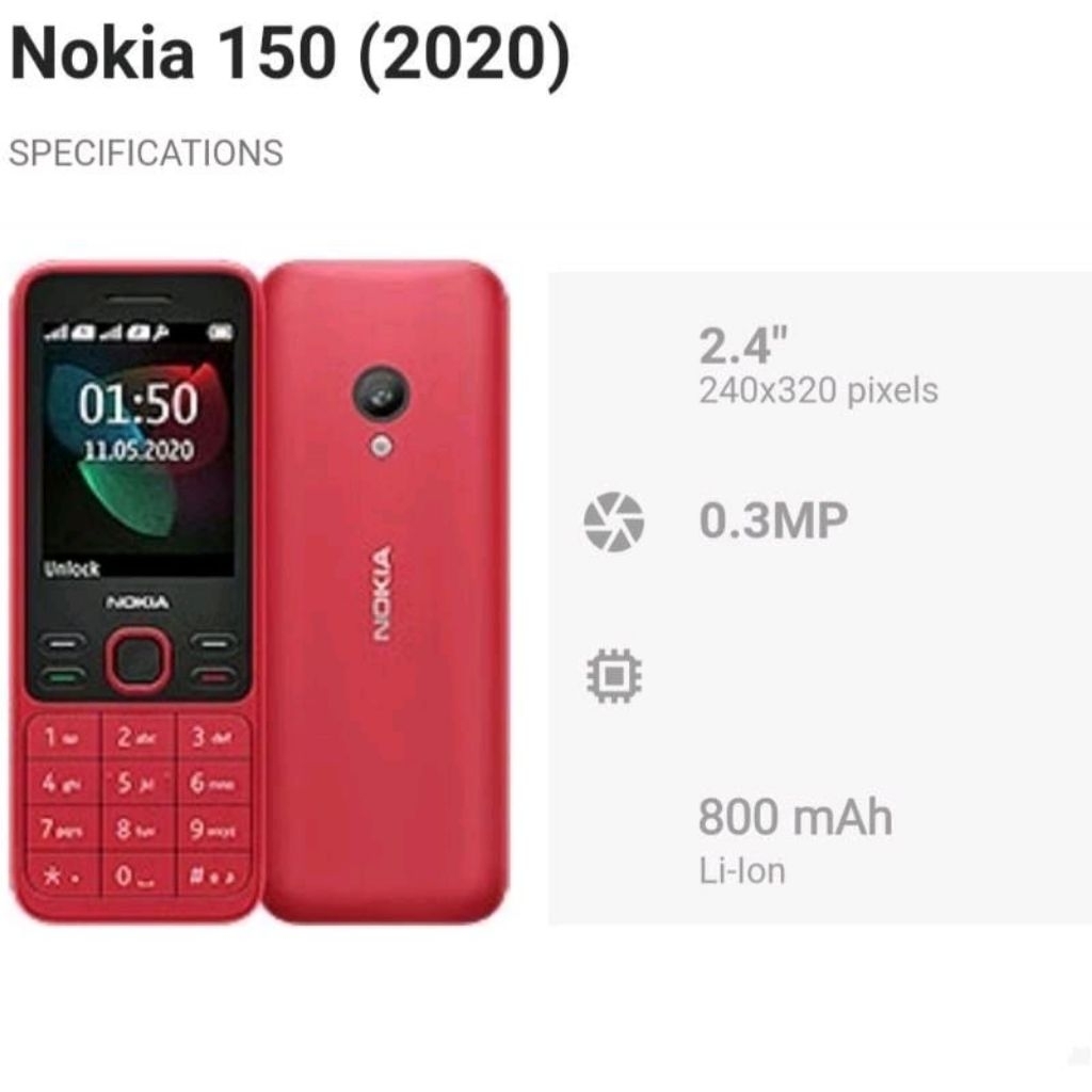 HP Nokia 150 2020 bisa MP3 & Camera