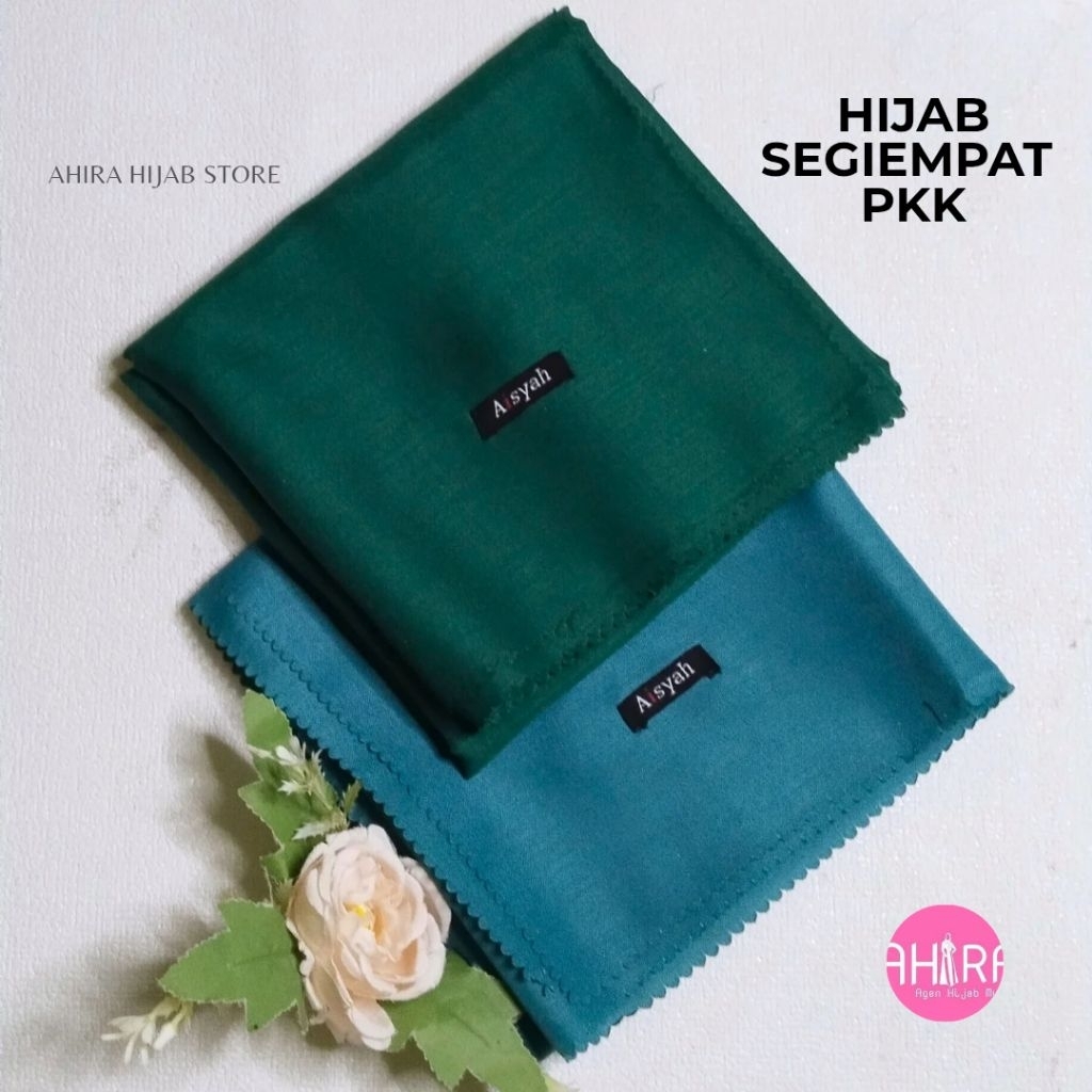 Hijab Segiempat Hijau & Biru PKK Bahan Voal Premium / Hijau Emerald / Hijau Tosca / Biru Tosca / Bir