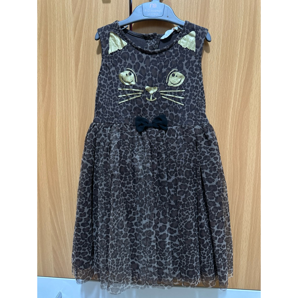 H&M dress anak perempuan motif macan coklat emas 4th