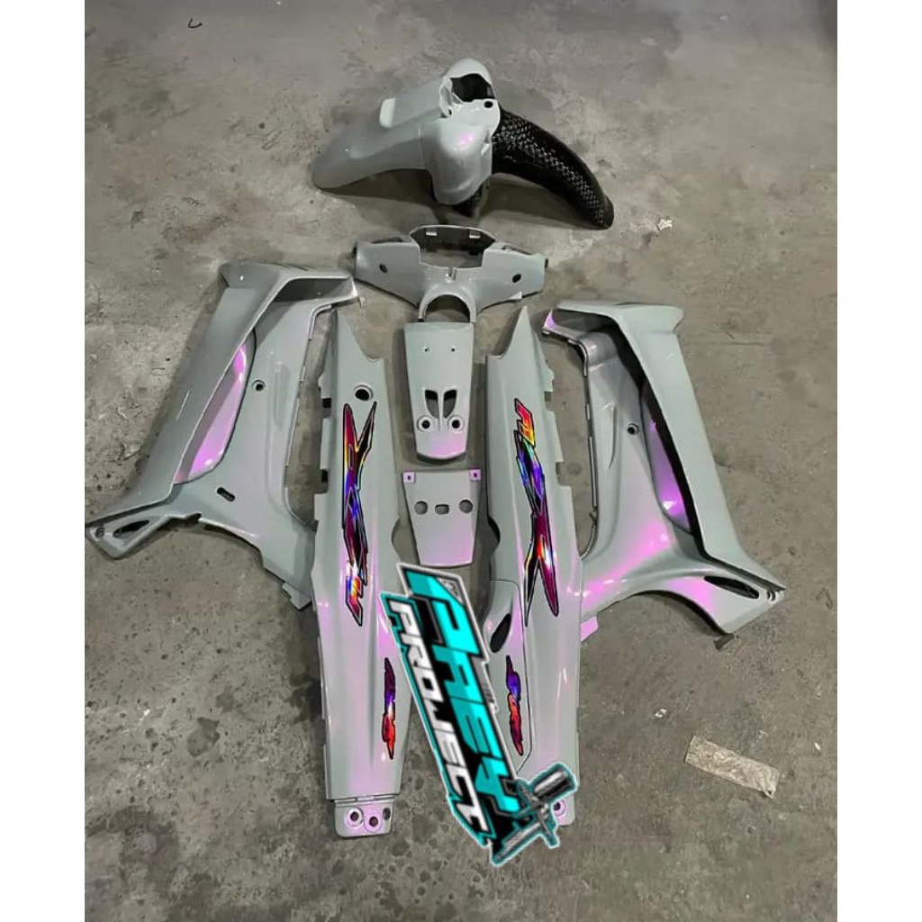 full body halus Yamaha Fiz R warna nardo grey lembayung ungu. cover body halus Yamaha Fiz R Full set