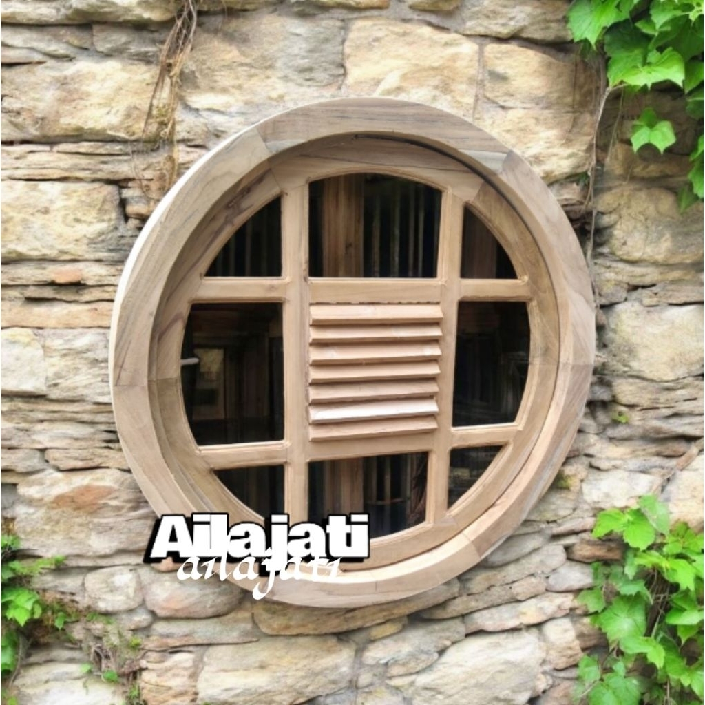 Jendela Bulat Putar Klasik Diameter 120cm Kayu Jati | KB9-120 cm