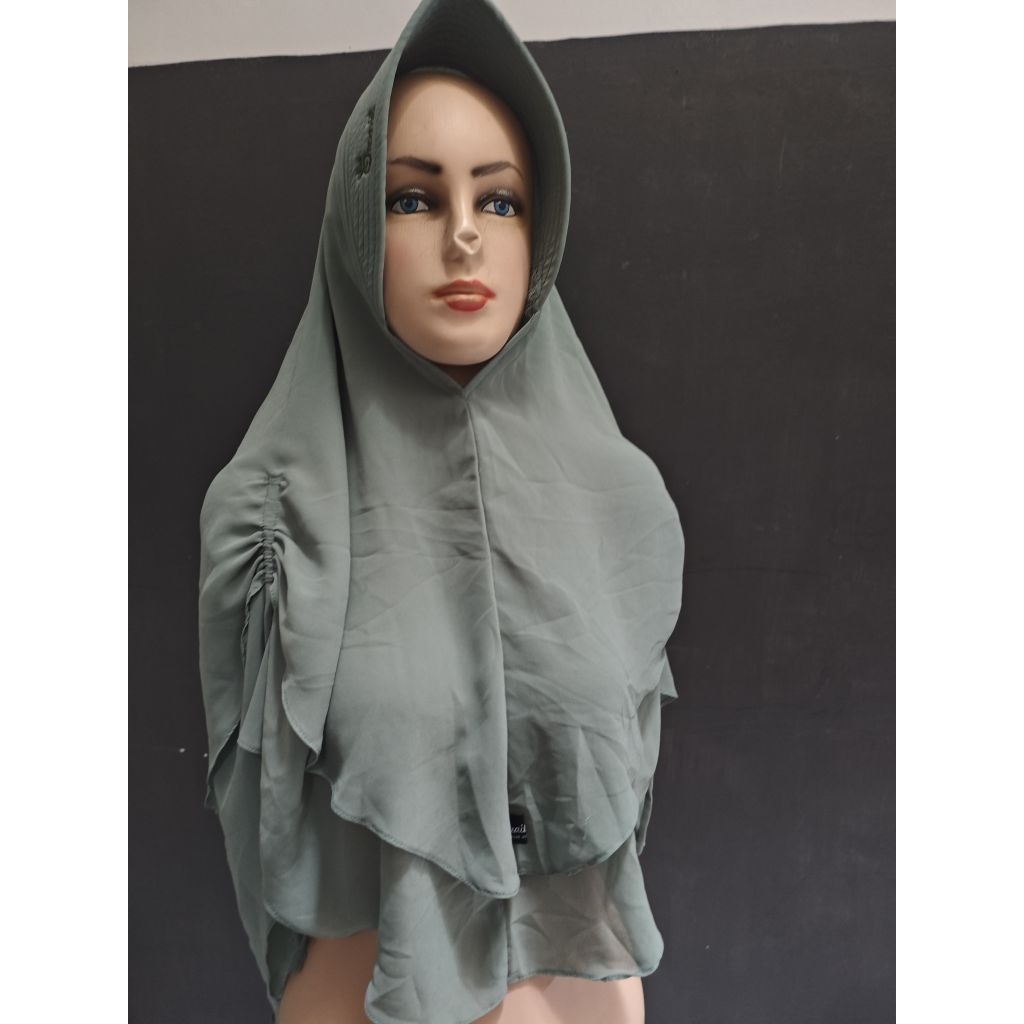 jilbab serut hijau sage quail hijab ori
