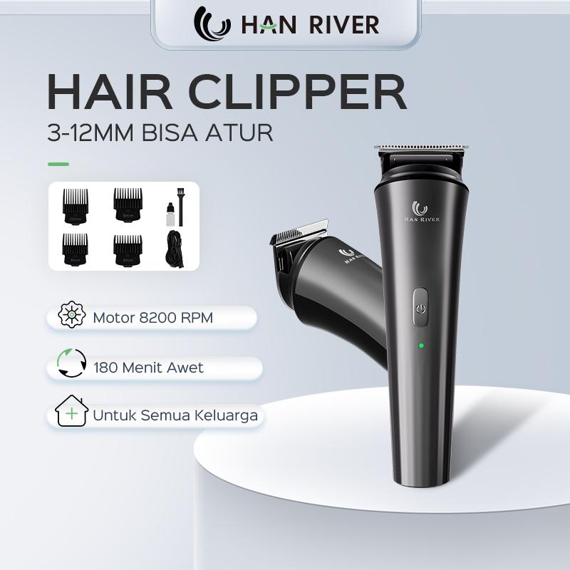 Han River Alat Cukur Rambut Elektrik Type-C Waterproof Portable Hair Clipper 3-12mm Sisir Pemangkas
