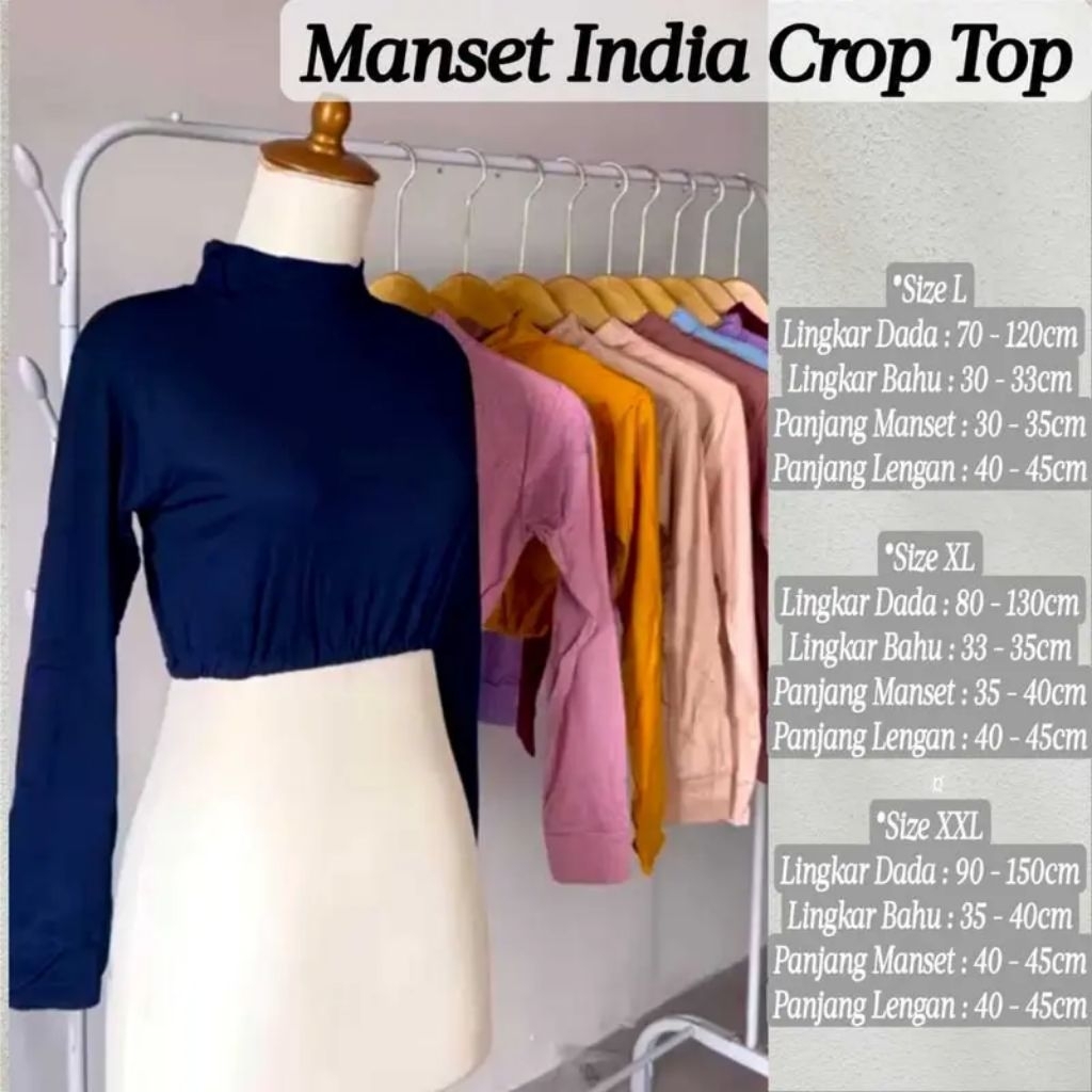 MANSET CROP-manset India sambung bahan Kaos rayon premium/dalaman hijab/inner baju/manset India crop