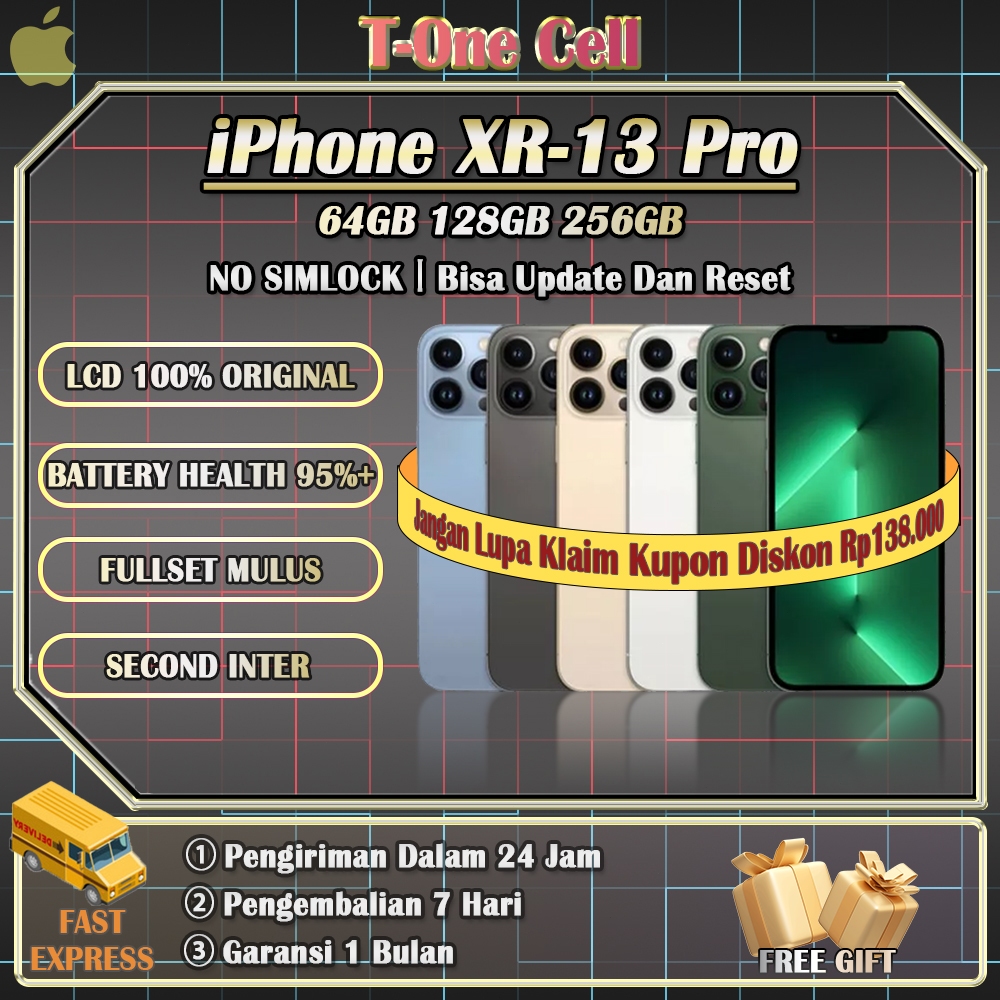 iPhone 13 Pro SECOND BEKAS 100% ORI 64/128/256GB INTER (XR Ganti Housing), Aman ALL Operator