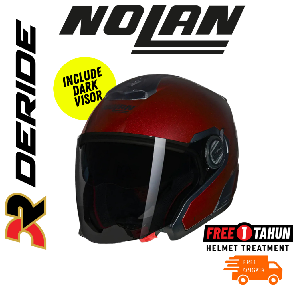 Helm Nolan N40-5 Classico Nobile 321 Red Half Face Double Visor SNI ECE Original