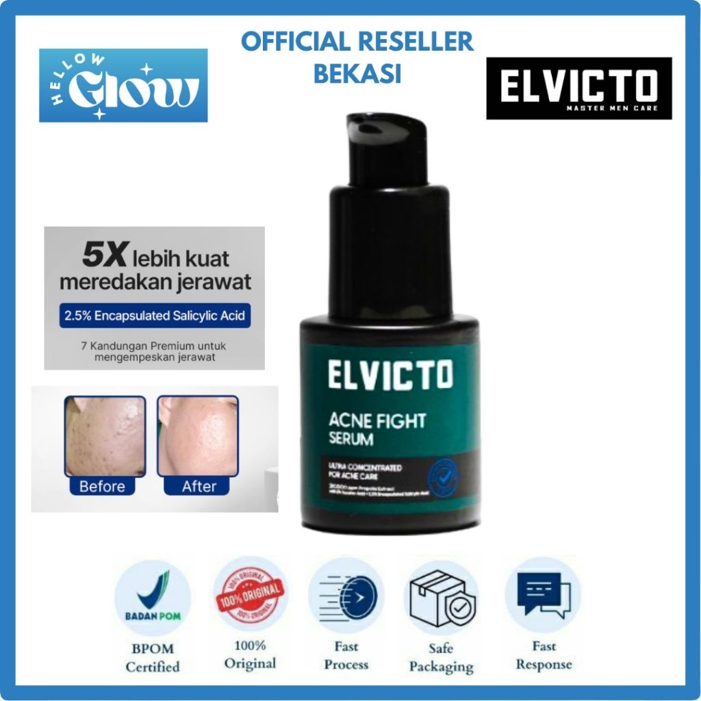 ELVICTO Acne Fight Serum 20 ML - Serum Anti Jerawat Serum Pereda Jerawat Serum Wajah Pria Serum Jera